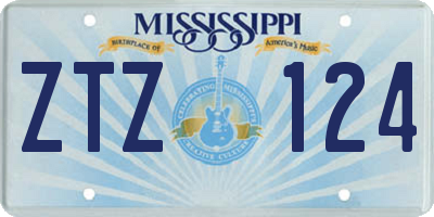 MS license plate ZTZ124