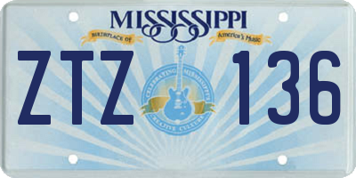 MS license plate ZTZ136