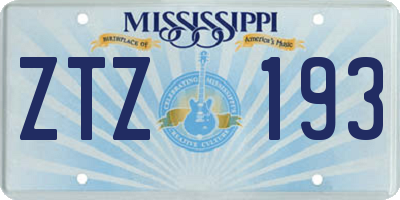 MS license plate ZTZ193