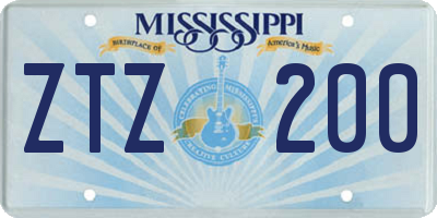MS license plate ZTZ200