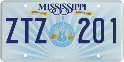 MS license plate ZTZ201