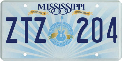 MS license plate ZTZ204