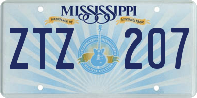 MS license plate ZTZ207