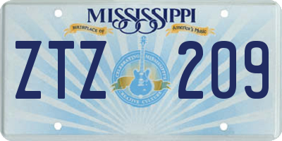 MS license plate ZTZ209
