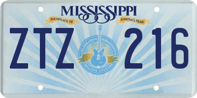 MS license plate ZTZ216