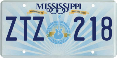 MS license plate ZTZ218