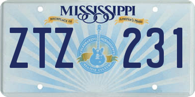 MS license plate ZTZ231