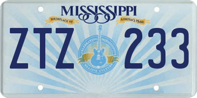 MS license plate ZTZ233