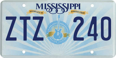 MS license plate ZTZ240