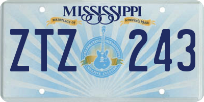 MS license plate ZTZ243