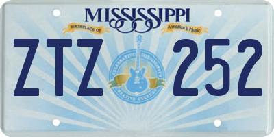 MS license plate ZTZ252