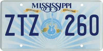 MS license plate ZTZ260
