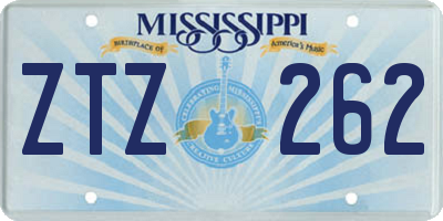 MS license plate ZTZ262