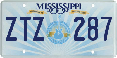 MS license plate ZTZ287