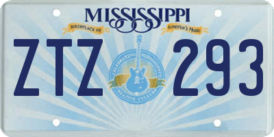 MS license plate ZTZ293