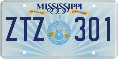 MS license plate ZTZ301
