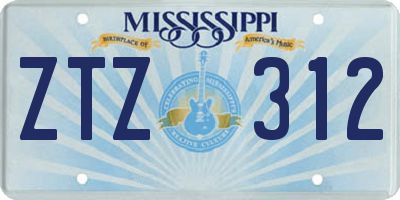 MS license plate ZTZ312