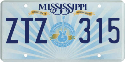 MS license plate ZTZ315