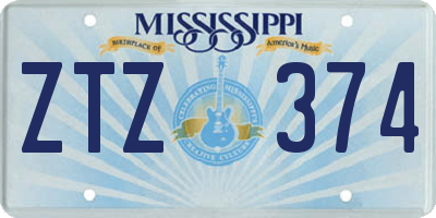 MS license plate ZTZ374