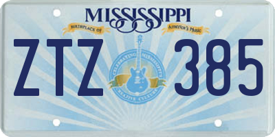 MS license plate ZTZ385