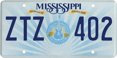 MS license plate ZTZ402