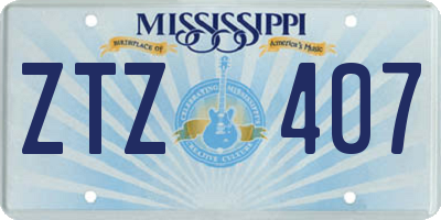 MS license plate ZTZ407