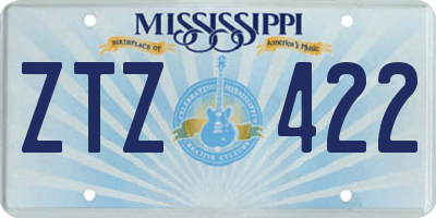 MS license plate ZTZ422