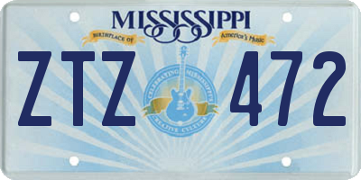 MS license plate ZTZ472