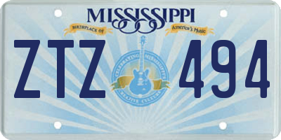 MS license plate ZTZ494