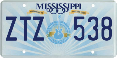 MS license plate ZTZ538