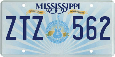 MS license plate ZTZ562