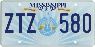 MS license plate ZTZ580