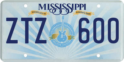 MS license plate ZTZ600