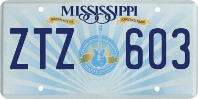 MS license plate ZTZ603