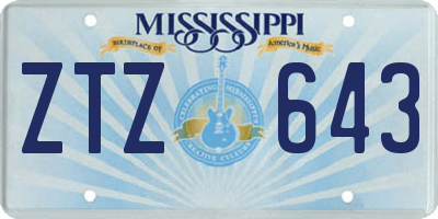 MS license plate ZTZ643
