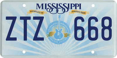 MS license plate ZTZ668