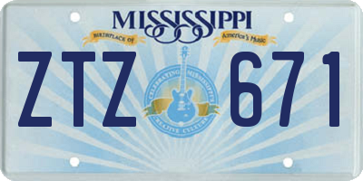 MS license plate ZTZ671