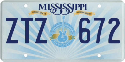 MS license plate ZTZ672