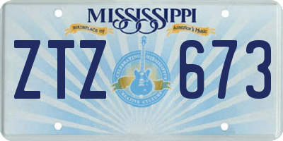 MS license plate ZTZ673