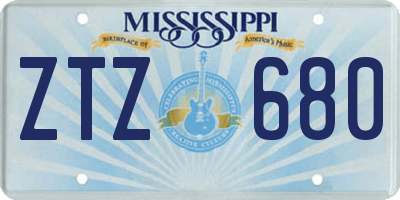 MS license plate ZTZ680