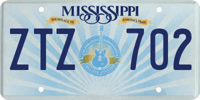 MS license plate ZTZ702