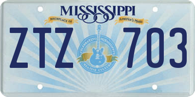 MS license plate ZTZ703