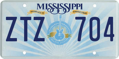MS license plate ZTZ704
