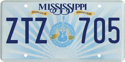 MS license plate ZTZ705