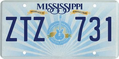MS license plate ZTZ731