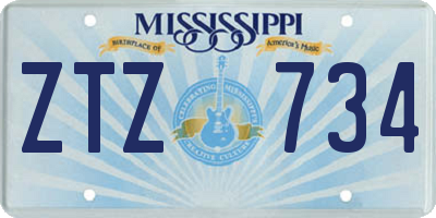 MS license plate ZTZ734