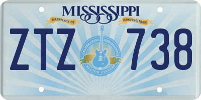 MS license plate ZTZ738