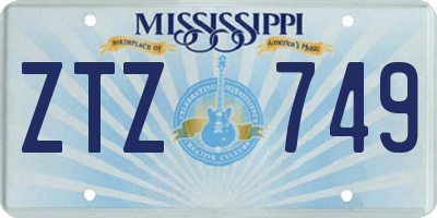 MS license plate ZTZ749