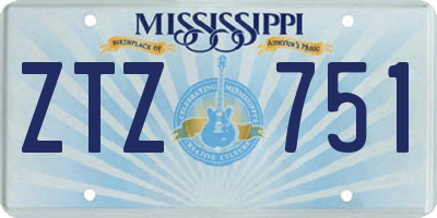 MS license plate ZTZ751