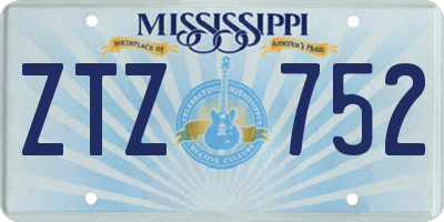 MS license plate ZTZ752
